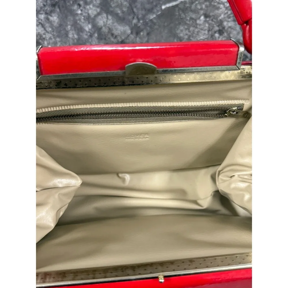 Vintage Dover USA Red Patent Faux Leather Top Handle Handbag
